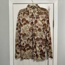 Maximo Vintage XL 70s Polyester Psychedelic Mod Atomic Retro Hippy Disco Shirt