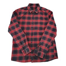 Red Black Check Plaid Flannel Statue Graphic Shirt Size M