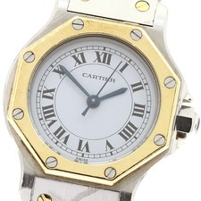 Orologio automatico da donna CARTIER Santos Octagon SM quadrante bianco_942836