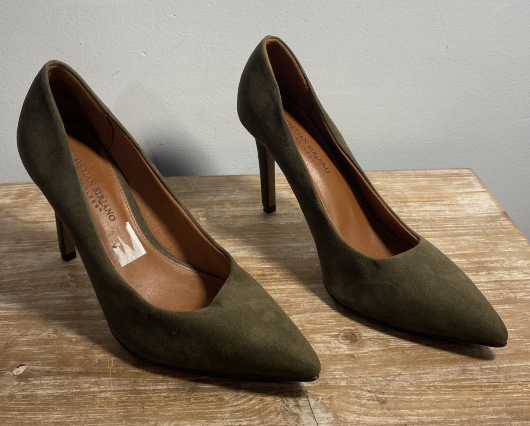 Christian Siriano Payless Olive Vegan Suede Pointed Toe Womens Stiletto Heels 9