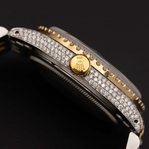 Rolex Datejust 16013 Glacé Entièrement Diamant Montre 36mm Gris Cadran 11.85ct - Photo 3 sur 10