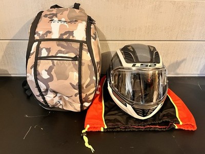 LS2 Valiant II Modular Motorcycle Helmet White/Silver , Medium Size, W/Carry Bag
