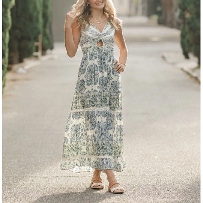 white christmas dresses Angie Dress in Blue Cheetah main image 0