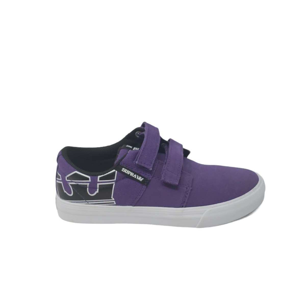 Supra Kids Stacks II Canvas Low Top Sneakers Skate Shoes Purple Black Size  NEW