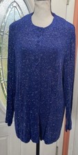 R&M Richards Karen Kwong Button Up Top Sequin Made In USA Shimmer Size 12