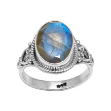 Labradorite Gemstone Ring Solid 925 Sterling Silver Pleasant For Her Wedding