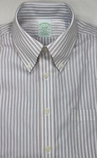 Brooks Brothers Slim Fit Non-Iron Stretch Supima Cotton 15-34 White-Multi 118.0