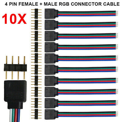 Bulk 4 PIN Female RGB Connectors Wire Cable For 3528 5050 SMD LED Strip Light HC