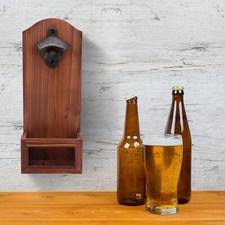 Wall Mounted Bottle Opener with Cap Catcher Beer Gifts Father's Day