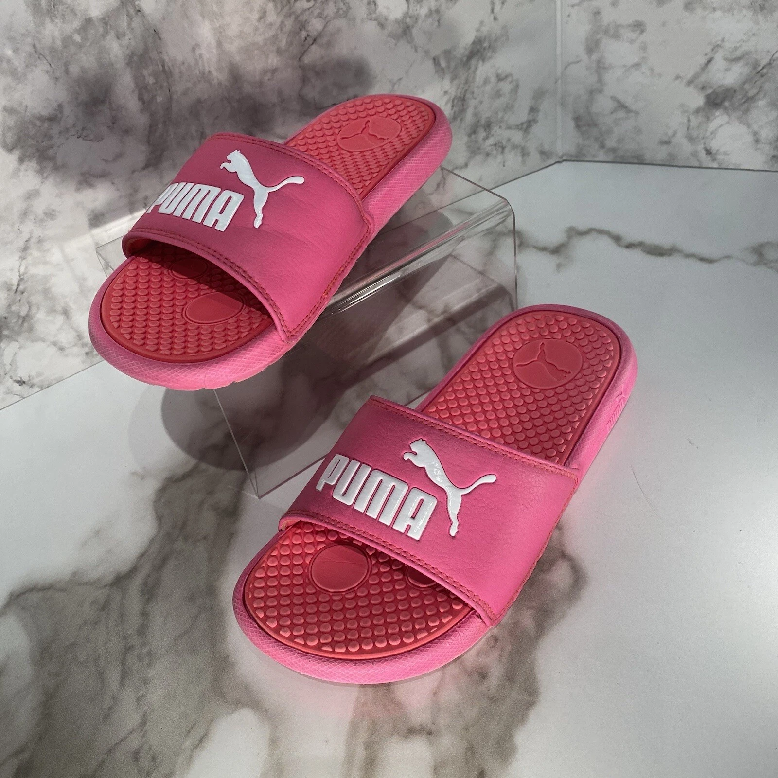 Sandali slip on rosa caldo per ragazze PUMA con fascia per gatti taglia 13 scarpe giovanili