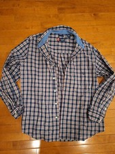 Chaps Red Blue Plaid Flannel Long Sleeve Button Down Shirt Men’s Size XL