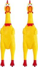 2 Pcs Large Rubber Chicken,Screaming Chicken Dog 2 Large, Yellow