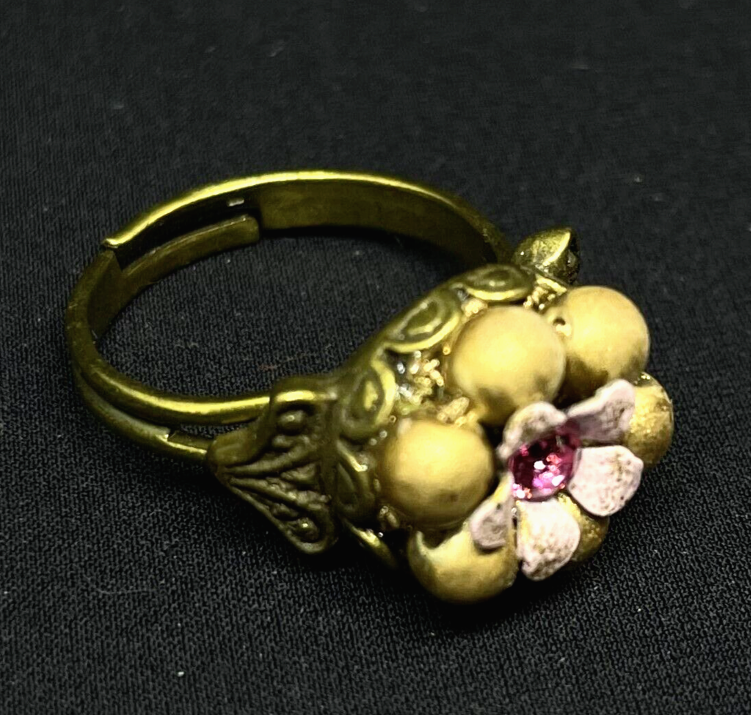 Michal Negrin Crystal Cocktail Flower Ring All Sizes Made in Israel-image