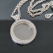 Floating Locket Necklace CZ Pendant 