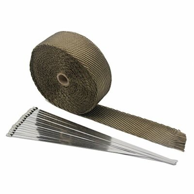 2x50ft Titanium Exhaust Heat Wrap - Motorcycle ATV Header Wrap With Locking Ties