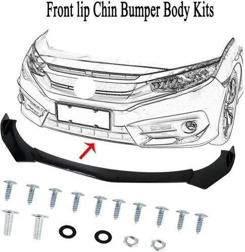 Parachoques delantero divisor de labios negro brillante + varillas de puntal para Subaru Outback 2012-2022 Foto 4 de 4