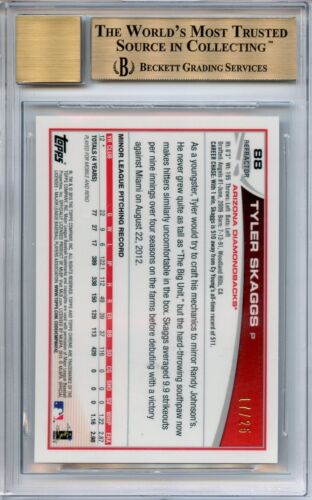 Tyler Skaggs RC AUTO 2013 TOPPS CHROME BLACK SILVER INK #'d /25 BGS 9.5/10 🔥 🔥 - Picture 2 of 2