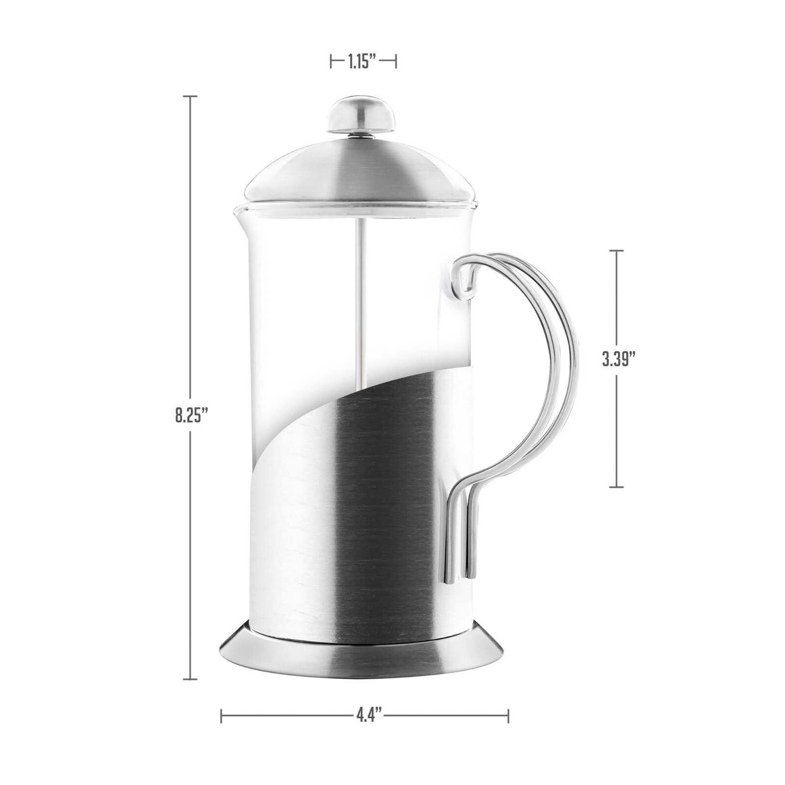 Ovente French Coffee Press 20 Oz Espresso Maker and Tea Infuser Silver FSL20S