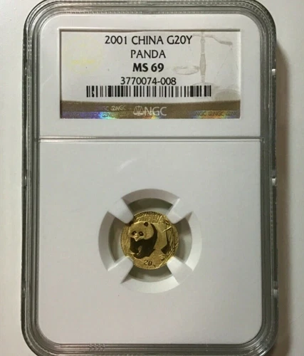 2001 1/20 oz Gold China Panda NGC MS 69 G20Y 20 Yuan .05 Ounce FREE SHIPPING