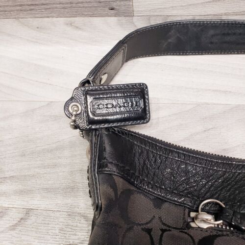 Coach Soho Signature Schultertasche schwarz Hobo Logo Jacquard Lackleder F13740 - Bild 2 von 14