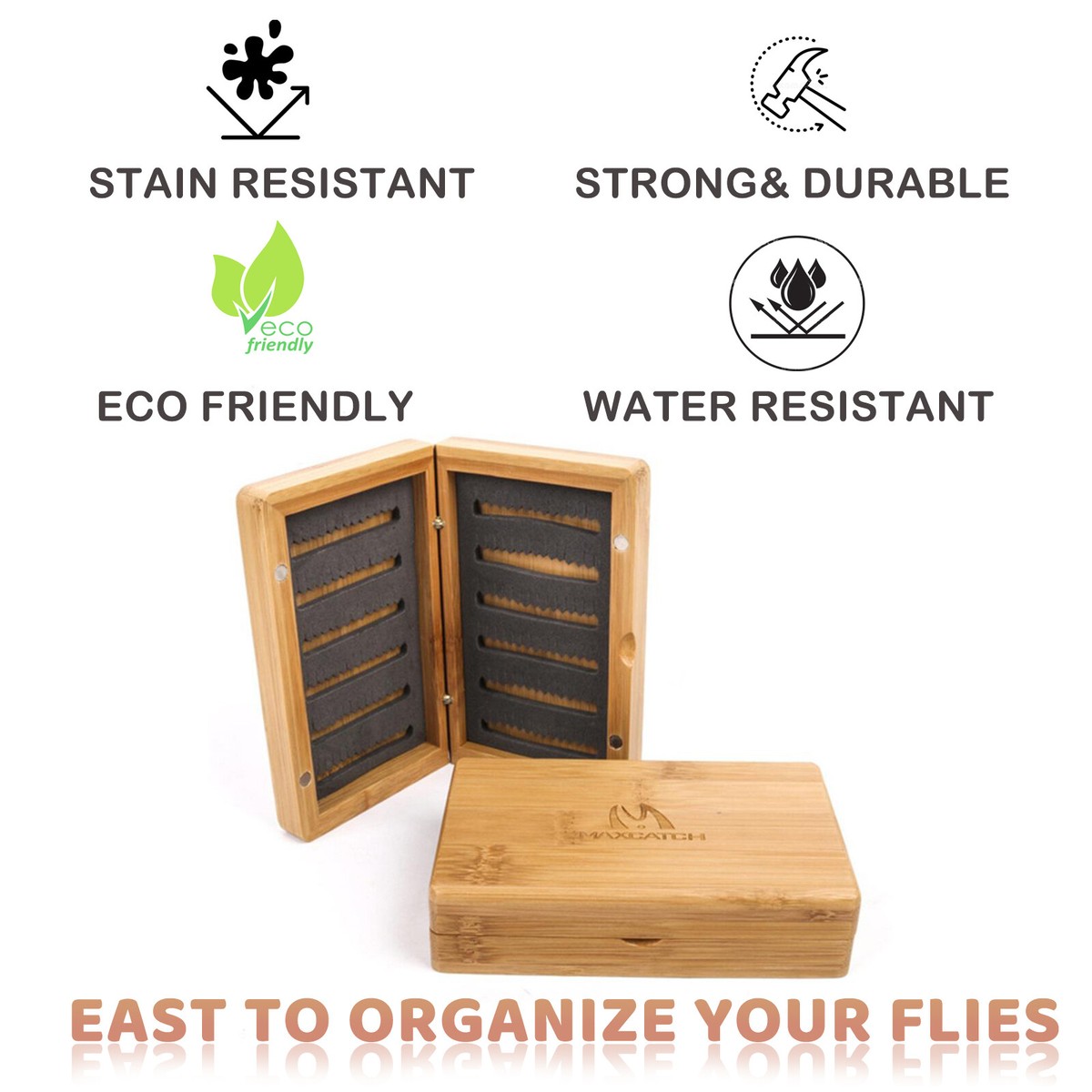 Maxcatch Bamboo Fly Box Slit Foam Wooden Fly Fishing Tackle Maxcatch Bamboo Fly Box Slit Foam Wooden Fly Fishing Tackle