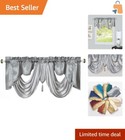 Luxurious Grey Satin Swag Valance - 54" x 18" Blackout Solution for Living Rooms