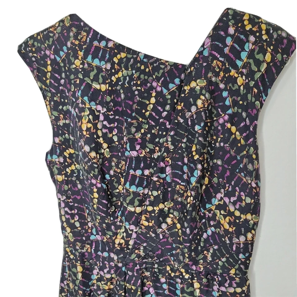 Vestido Vaina Milly of New York Talla 2 Seda Multicolor con Escote Asimétrico Foto 2 de 4