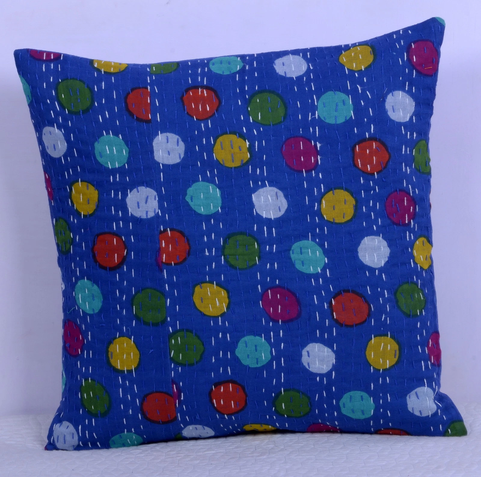 Indien Blue Polka Dot Cushion Cover Throw Kantha Pillow Case Bohemian Cushion 16