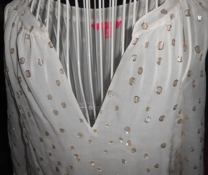 Lilly Pulitzer Women's  Long Sleeve Silk Blouse Size S Off White Shimmer VGC