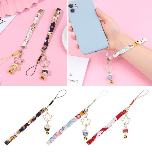 Keychain Wrist Rope Lucky Cat Bell Sakura Phone Lanyard Phone Strap Lanyard