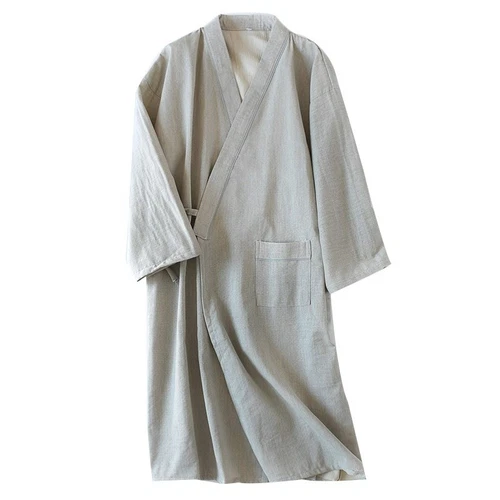 Herren Kimono Yukata Pyjama Baumwolle Japanisch Bademantel Morgenmantel Kleid Nachtwäsche Zuhause - Bild 8 von 23