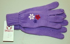 Disney Store Girls Princess Purple Flowers S/M 5-7 Years Knit Gloves NWT 