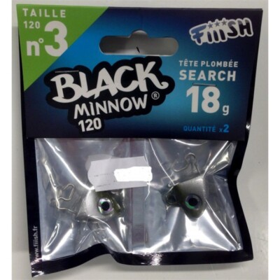 2 têtes plombées FIIISH kaki - Shore 3g Black Minnow 70