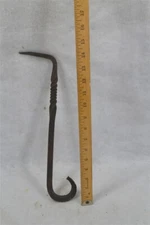 antique hook hand forged iron early primitive peg 14 in. long 19th c 