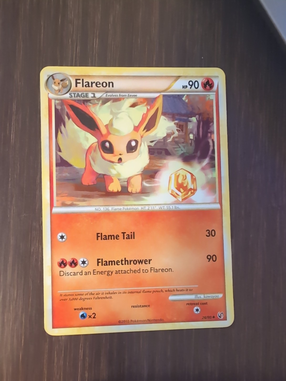 Pokémon TCG Flareon Card 26/90 Regular Uncommon HGSS Undaunted 2010