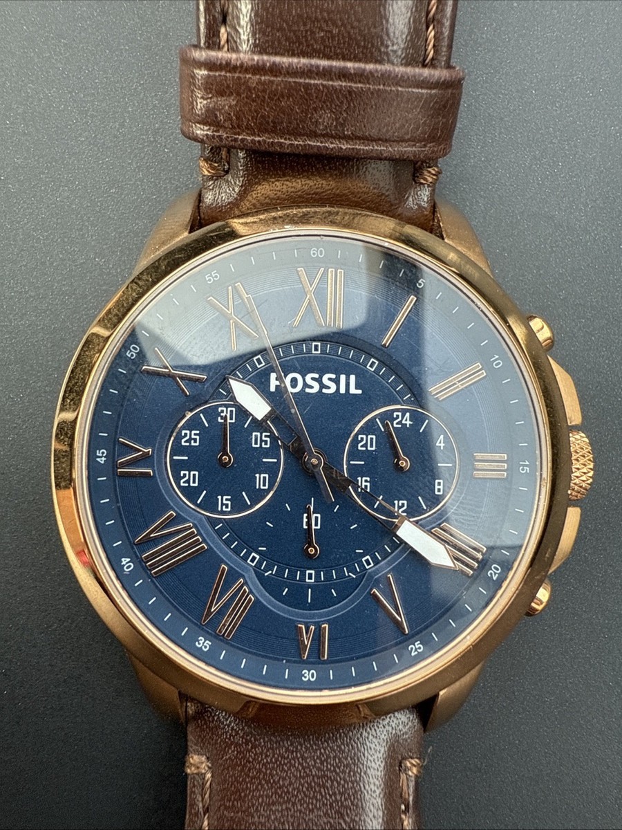 Fossil FS5068 Grant Men's Wrist Watch Chronograph Brown Leather