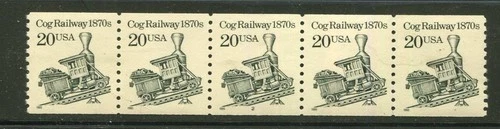 US  #2463 Plate Strip of 5 PS5 #2 Cog Railway MNH At Face Value