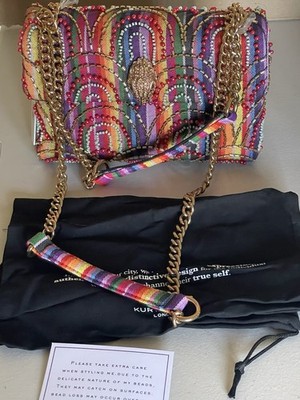 KURT GEIGER LONDON SOFT KENSINGTON CONVERTIBLE SHOULDER BAG IN RAINBOW MULTI 