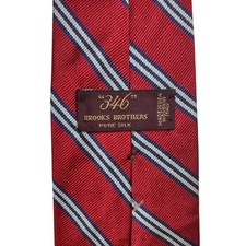 Brooks Brothers 346 Men’s Tie 100% Silk Red Navy Striped Repp Made in USA