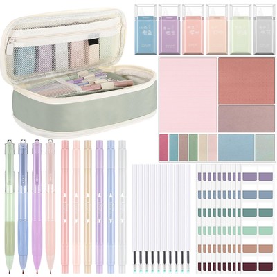 38 Pcs Aesthetic College School Supplies with Pen Case Sticky Notes Gel Pens ...