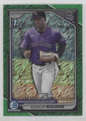 2024 Bowman Chrome Prospects Green Shimmer Refractor 15/99 Aldalay Kolokie 14mx