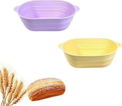 2 Pcs Silicone Bread Proofing Baskets Collapsible Sourdough Bread Baking