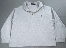 Polo Ralph Lauren Sweatshirt Mens 2XL Gray 1/4 Zip Mock Neck Fleece Pullover