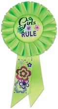 Girls Rule Rosette of Size 3¼" x 6½" for Birthday - Beistle