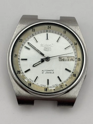 Vintage Seiko 5 7019-8281 Railway Time Automatic 21 Jewels Day Date