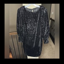 Lane Bryant Long Sleeve Sequin Dress Size 18 Modest Sparkle Holiday Event