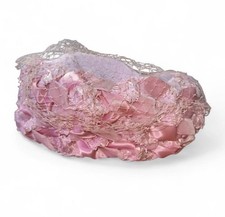 Vintage 1950s Pink Lace Ruffle Textured Hat