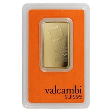 1 oz Gold Valcambi Suisse .9999 Fine Bar with Assay Card 4419.00 per troy oz
