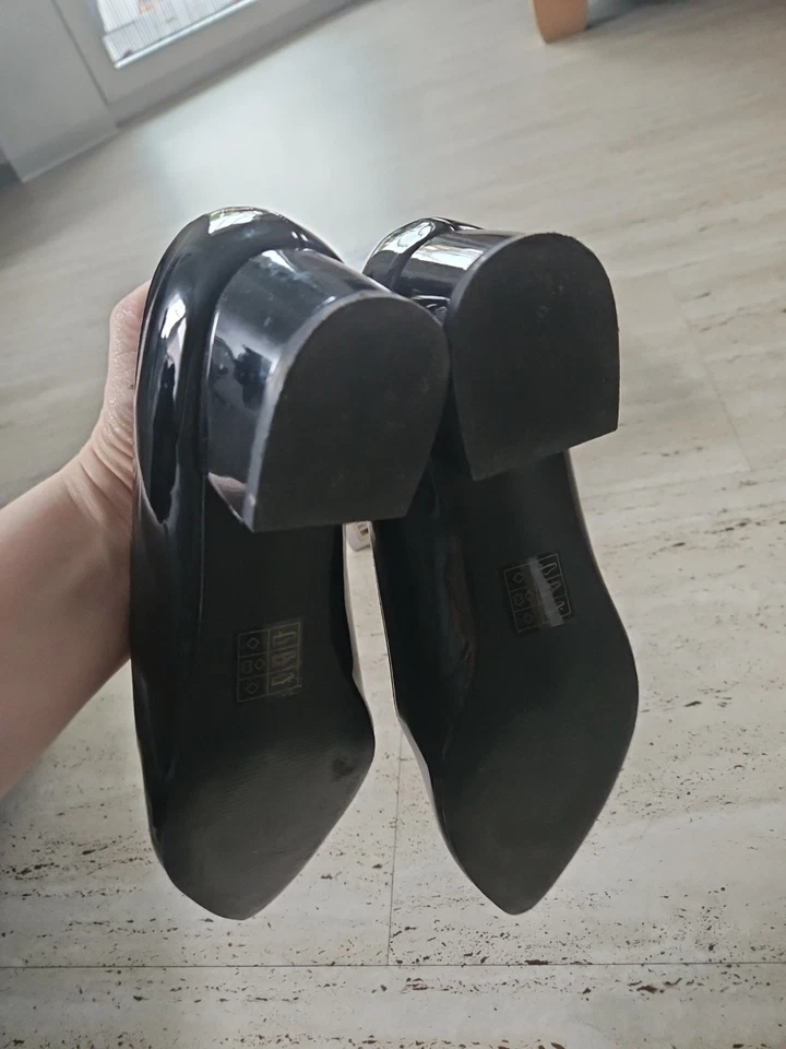 Aldo Lackleder Pumps/ Ballerina/ Blockabsatz Gr. 39 Schwarz - Bild 4 von 4