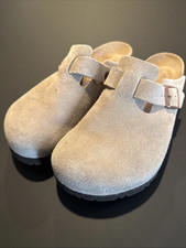 Birkenstock Boston Taupe Suede Leather Clog Shoes Narrow/Wide EU Size 37-45 NEW